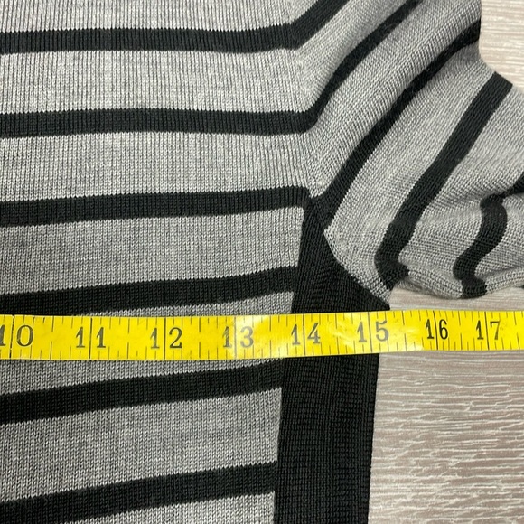 Ann Taylor Sweater Dress Wool Blend 3/4 Length Sleeve Gray Black Striped S - Picture 9 of 16